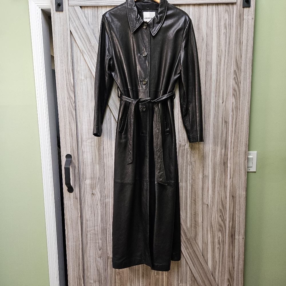 Andrew Marc Trench Leather Coat - Picture 3 of 16